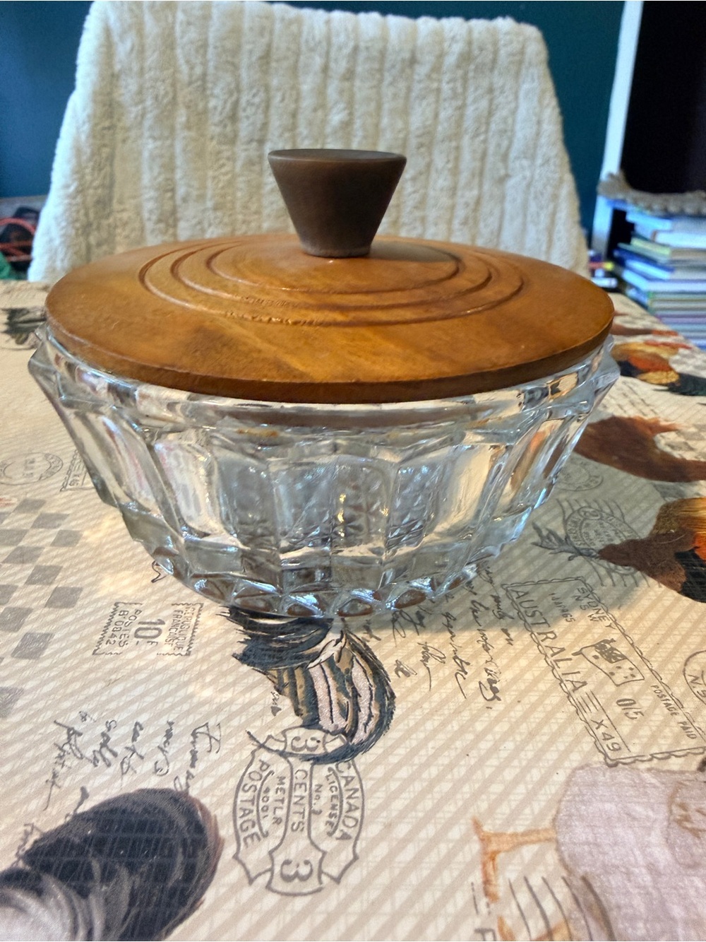 MCM trinket jar with wood lid